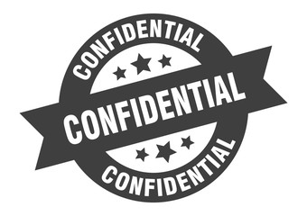 confidential sign. confidential black round ribbon sticker