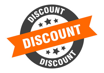 Fototapeta premium discount sign. discount orange-black round ribbon sticker
