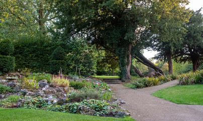 Park outside the walled garden at Eastcote House Gardens, photographed in autumn, Eastcote Hillingdon, UK