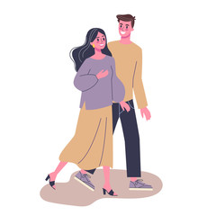 Happy romantic couple walking. Man and woman