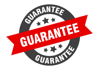 guarantee sign. guarantee black-red round ribbon sticker