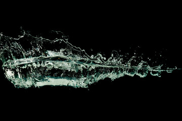 Obraz premium Water wave splash isolated black background.