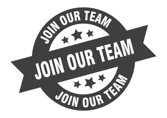 join our team sign. join our team black round ribbon sticker