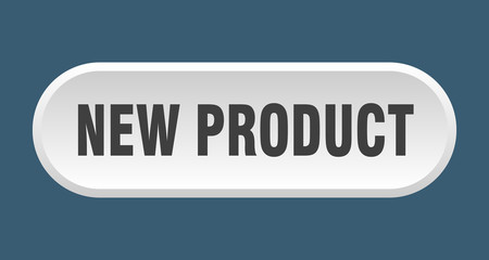 new product button. new product rounded white sign. new product