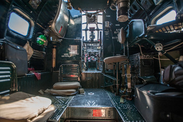 B-24 Liberator interior equipment looking forward to cockpit