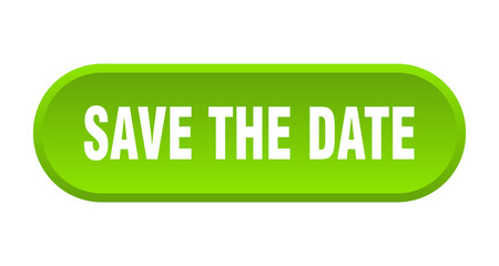 save the date button. save the date rounded green sign. save the date