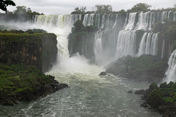 View of Iguazu fall, a magnificent waterfall in Brazil and Argentina