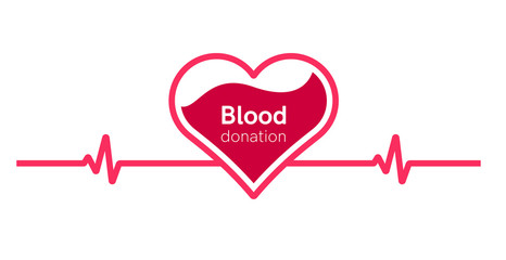 Heart pulse. Heartbeat line, cardiogram. Red and white colors. Beautiful healthcare, medical background. Modern simple design. Icon. sign or logo. Flat style vector illustration.