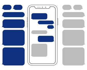 Obraz premium Smartphone Outline with Blank Chat Bubbles for Smartphone Messaging. - Illustration - Vector