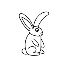 forest animals hare hand drawn element. Scandinavian style simple liner.