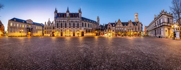 Fotobehang Brugge Sunset in the most tourist places of Bruges, Belgium  © Jose Feito