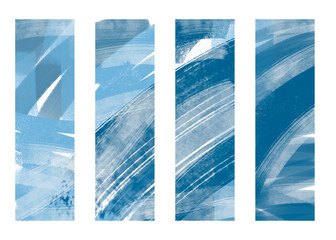 Set of abstract banners blue brushes bookmark