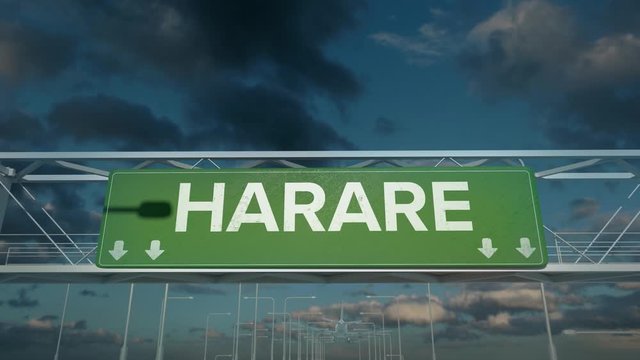 the plane landing in Harare zimbabwe