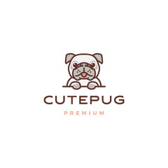cute pug dog cartoon character mascot logo vector icon illustration