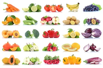 Foto op Canvas Fruits vegetables collection isolated apple apples oranges bell pepper grapes tomatoes banana colors fresh fruit © Markus Mainka