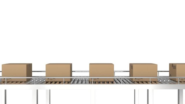 Parcels on conveyor belt