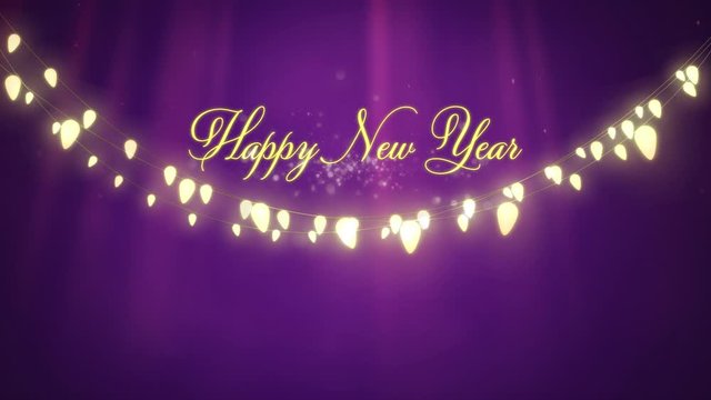 Happy New Year with glowing fairy lights