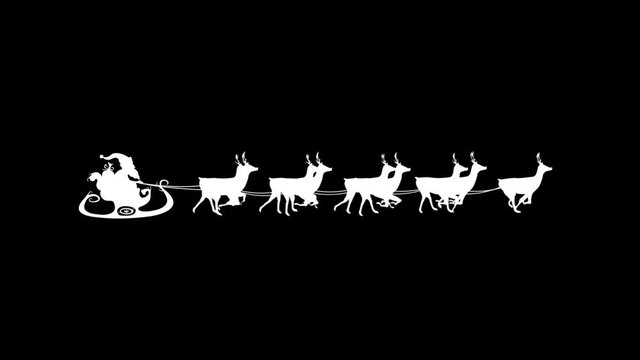 Santa Claus in sleigh pulled by reindeers