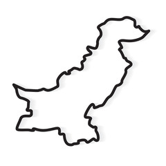 black abstract outline of Pakistan map- vector illustration
