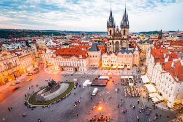 Fototapeta premium The Jan Hus Memorial in Prague, Czech Republic.