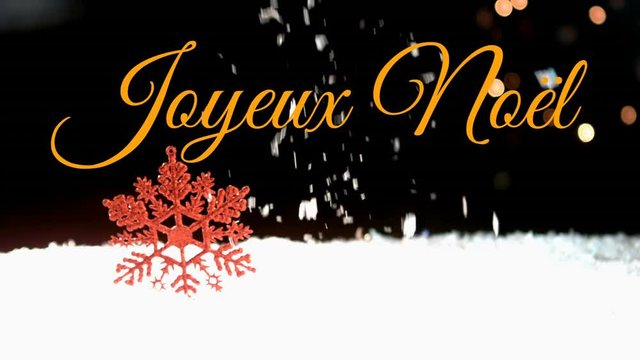 Joyeux No&Atilde;&laquo;l written over snow falling