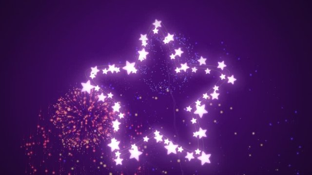 Glowing star of fairy lights on purple background