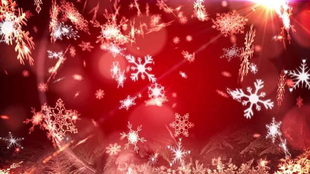 Snowflakes on red background