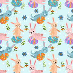 Rabbit with Easter egg seamless pattern