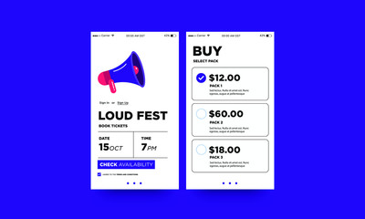 Loud Fest with Megaphone UX and UI For Phone Screen