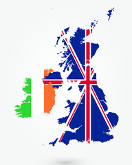  United Kingdom Map. Isolated with England, Scotland, Ireland & Wales Country Flags. - Vector Illustraton - Vector