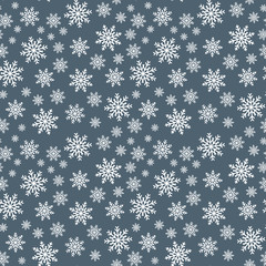 Snowflake seamless pattern. Snow on white background. Abstract wallpaper, wrapping decoration. Symbol winter, Merry Christmas holiday, Happy New Year celebration Vector illustration.