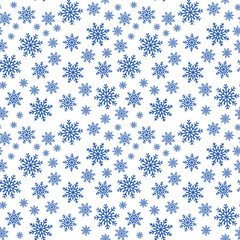 Snowflake seamless pattern. Snow on white background. Abstract wallpaper, wrapping decoration. Symbol winter, Merry Christmas holiday, Happy New Year celebration Vector illustration.