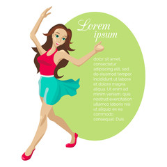Dancing woman. Banner for dancing school. Vector illustration