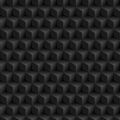 Abstract black geometric 3d cubes technology background. Dark futuristic vector design