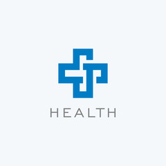 Fototapeta premium Cross plus medical health logo design icon vector template