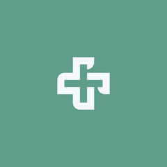 Cross plus medical health logo design icon vector template