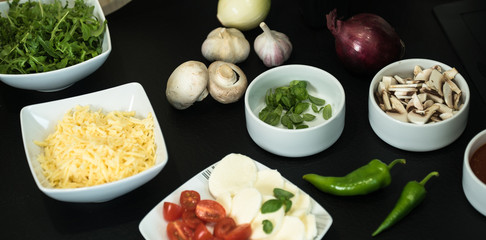 ingredients for a homemade pizza