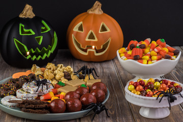 Halloween assorted candy plate.