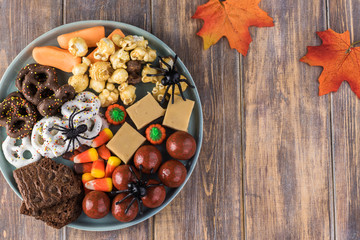 Halloween assorted candy plate.