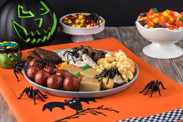 Halloween assorted candy plate.