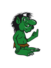 troll witzig cartoon stinkefinger spitzohr märchen wald fabeln sagen fantasy mehrfarbig