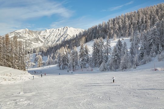 Skiing slope in the French Alpes