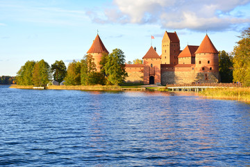 Fototapeta na wymiar Trakai Island Castle Museum is one of the most popular tourist destinations in Lithuania, houses a museum and a cultural centre.