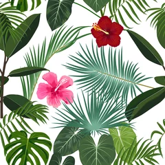  Tropical jungle palm leaves seamless pattern, vector background © Artlu