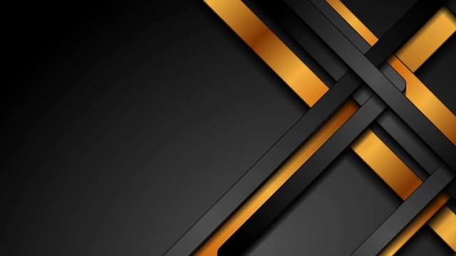 Black and golden smooth stripes abstract corporate motion design. Geometric dark material background. Seamless looping. Video animation Ultra HD 4K 3840x2160