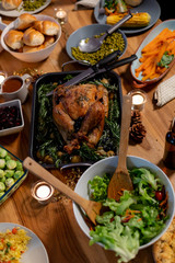 Thanksgiving dinner on the table at home 