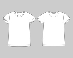Technical sketch unisex t shirt on gray background. T-shirt design template.