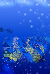 Fototapeta na wymiar 雪降る街のクリスマスカード A-3 ハガキサイズ
