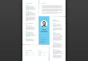 Minimalist Resume Layout with Blue Accents