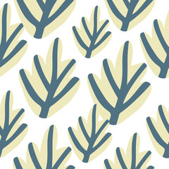 Hand drawn forest leaf seamless pattern on white background.